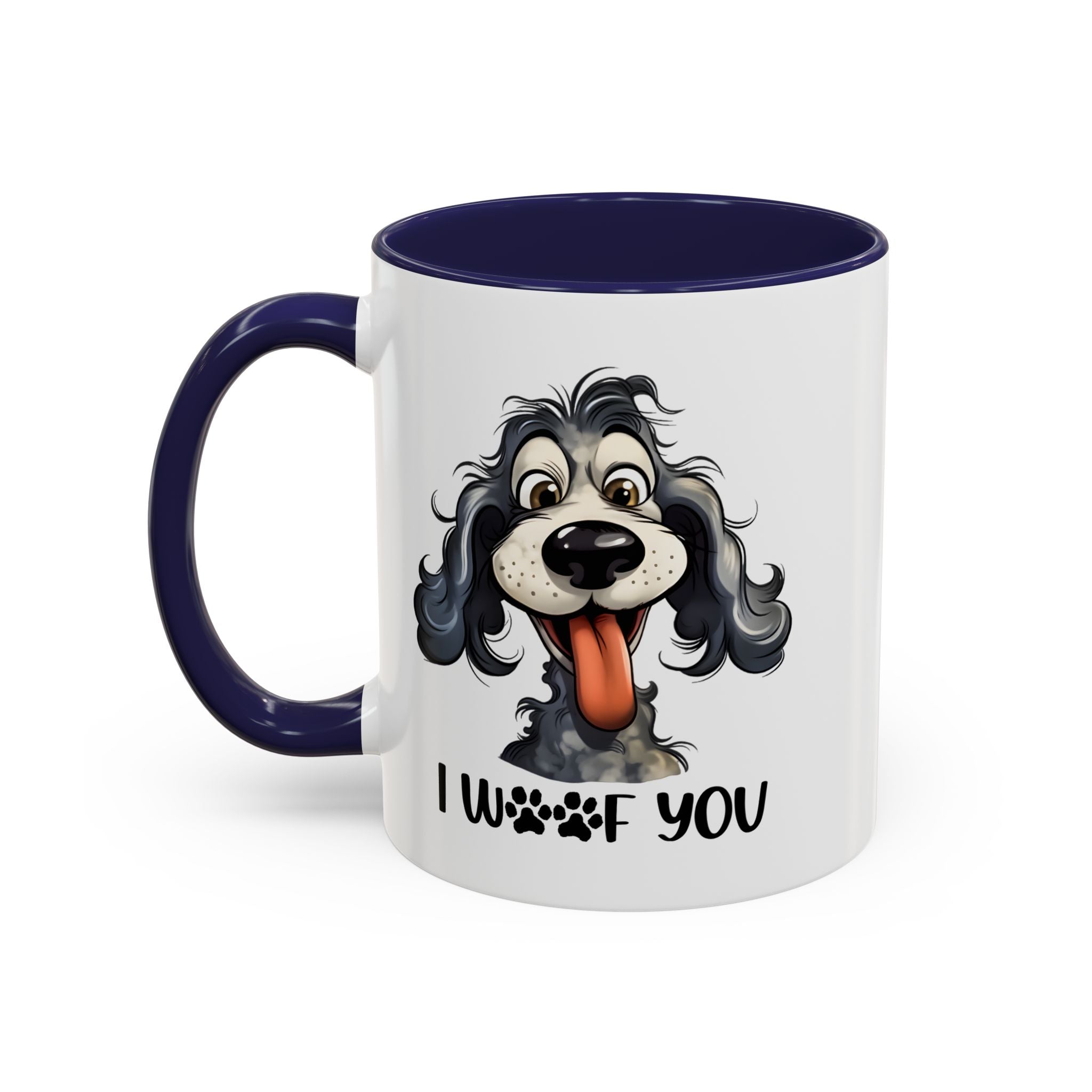 Dog Lover's Accent Coffee Mug - I Woof You, Pet Gift, Animal Lover Cup, Dog Mom Mug, Cute Dog Design, Fun Coffee Cup