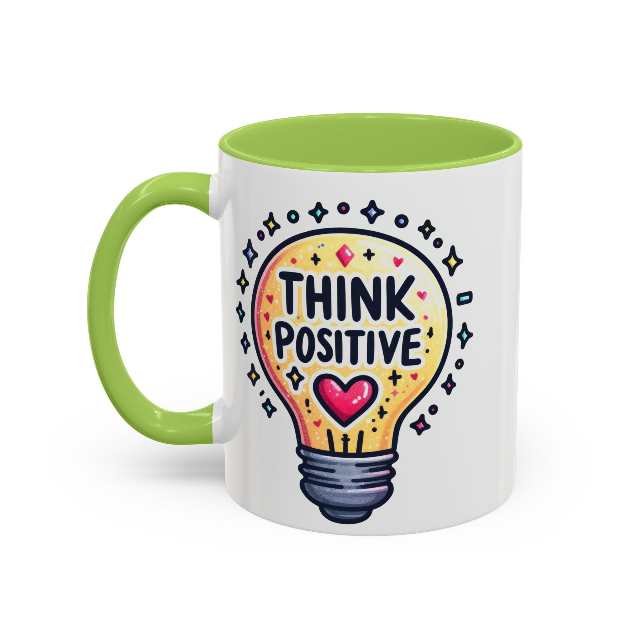 Think Positive Lightbulb Coffee Mug — Motivational Accent Mug (11/15 oz)