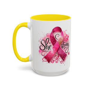 Empowering Pink Ribbon Coffee Mug - Gift for Survivors, Breast Cancer Awareness, Motivational Mug, Inspirational Drinkware, Self-Care Gift