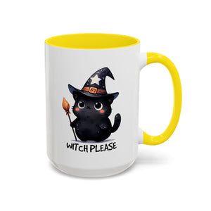 Cute Witch Cat Coffee Mug - Perfect for Halloween, Cat Lover Gift, Witch Please Design, Black Cat Mug, Cozy Drinkware