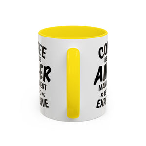 Funny Anger Management Coffee Mug, Gift for Coffee Lovers, Stress Relief, Black Accent, Humorous Cup for Friends, Office Humor, Funny Gifts