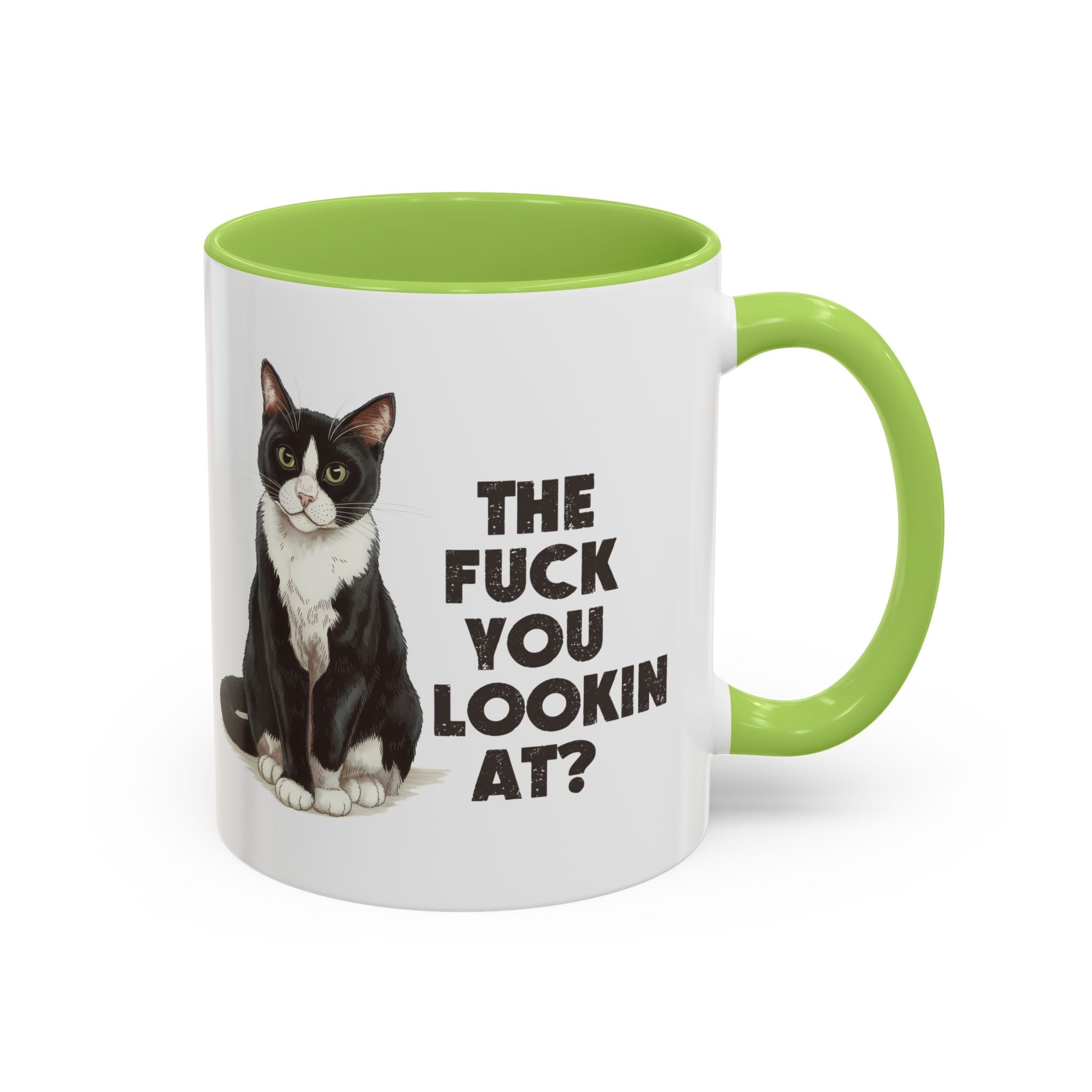 Humorous Cat Accent Coffee Mug - "What You Lookin' At?" 11/15oz attitude and sarcasm