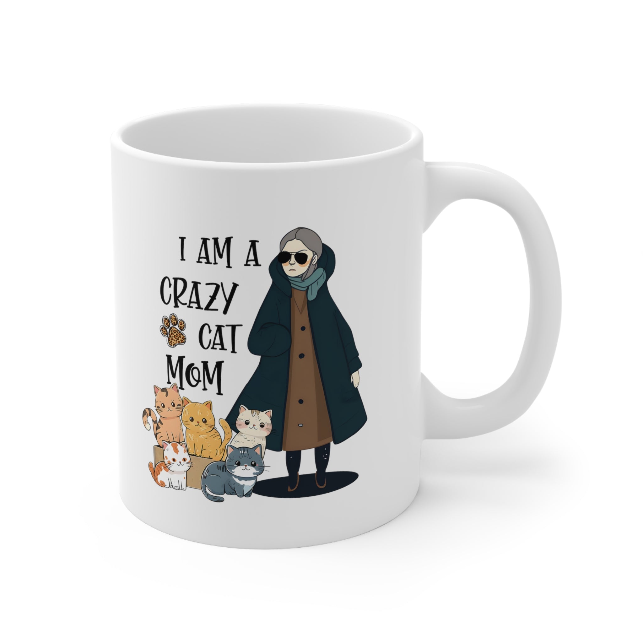 crazy cat mom coffee Ceramic Mug 11oz animal lovers gift