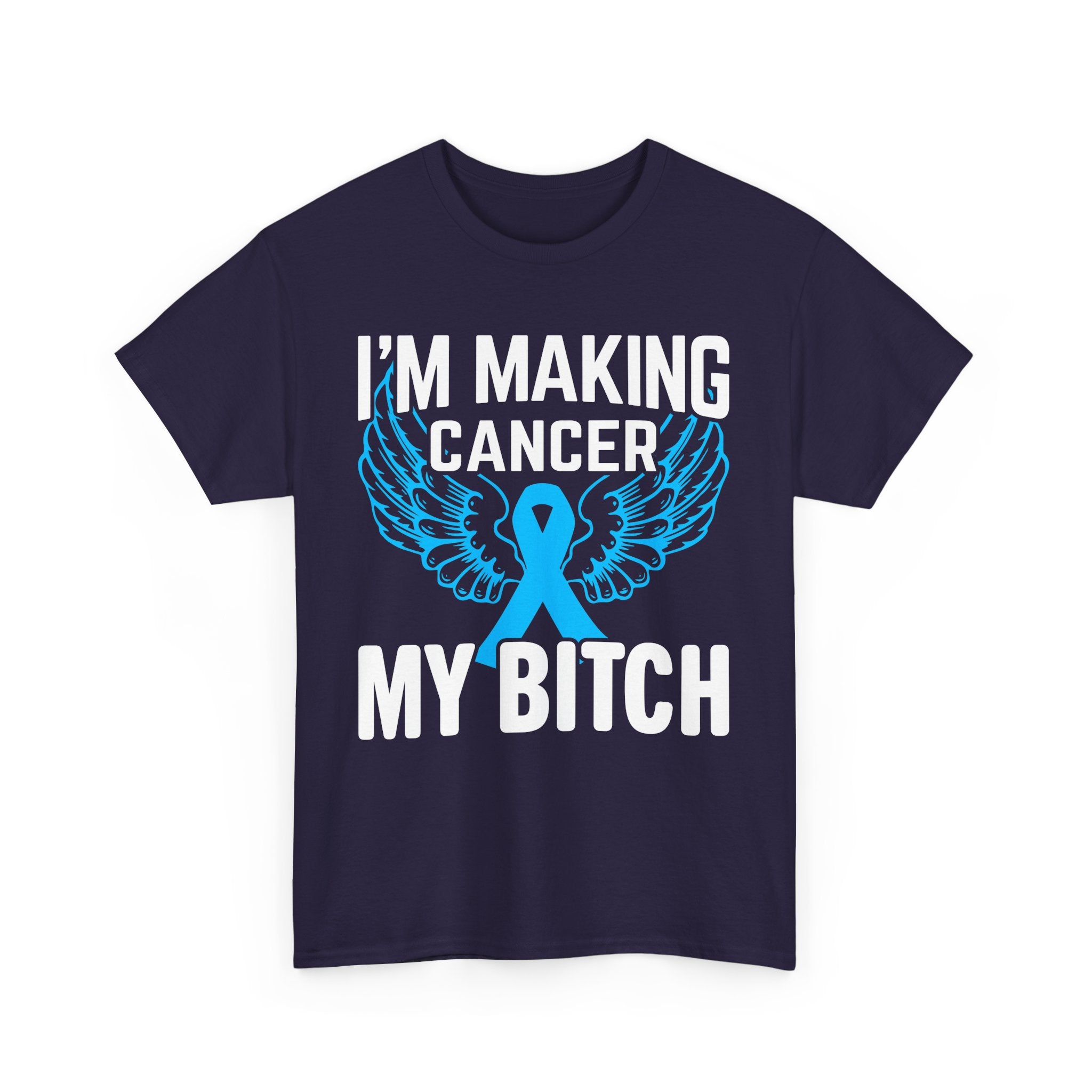 Angel Wings cancer Awareness Tee, Unisex Cotton Shirt for Support, Gift for Advocates, Fundraising Event Wear, Blue Ribbon Merchandise