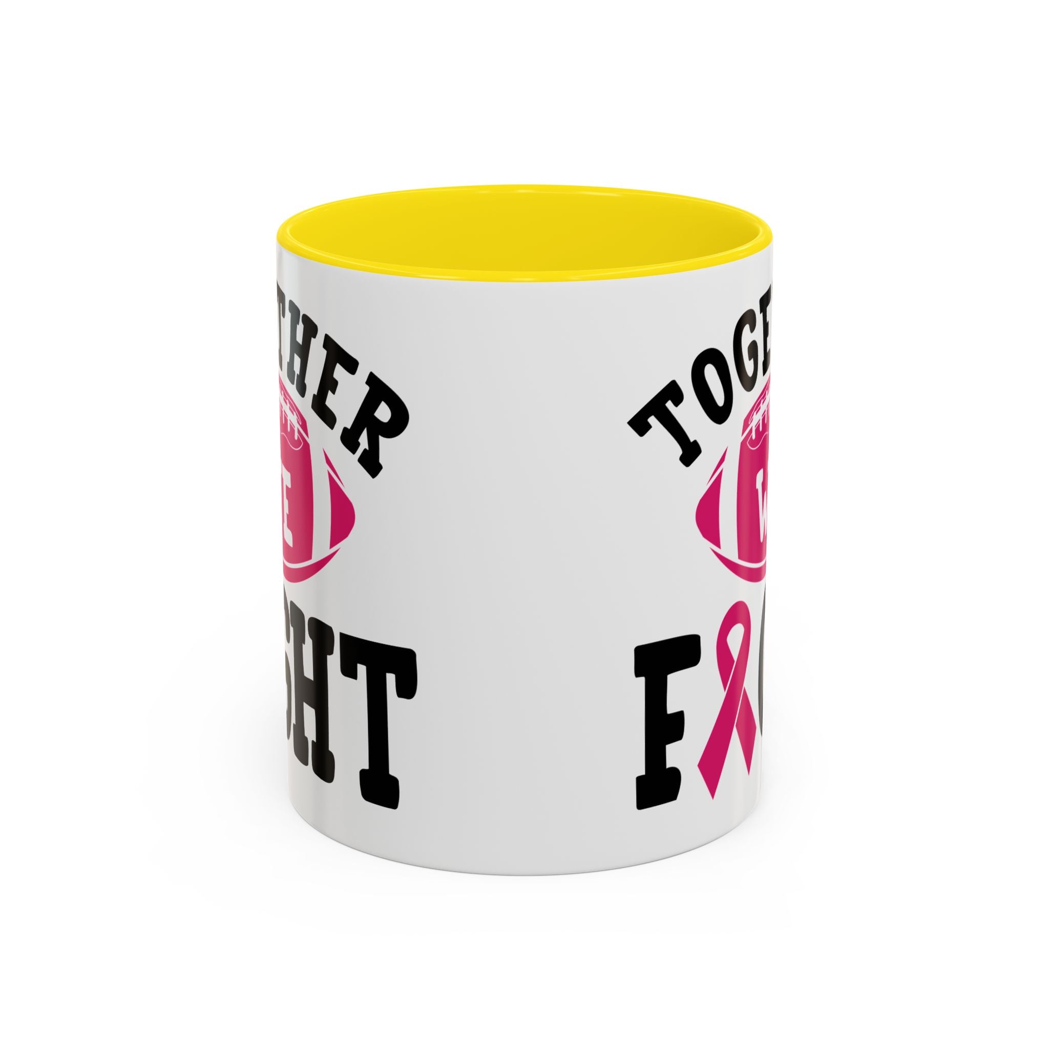 Together We Fight Pink Ribbon Coffee Mug, Support Breast Cancer Awareness, Gift for Survivors, Football Lovers, Empowerment