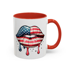 Patriotic Lip Print Coffee Mug – 11oz & 15oz