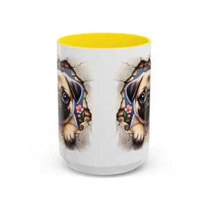 Pug In A Wall Coffee Mug - Cozy Ceramic Cup for Dog Lovers - Cute Pet Gift for Birthdays, Anniversaries, and Holidays