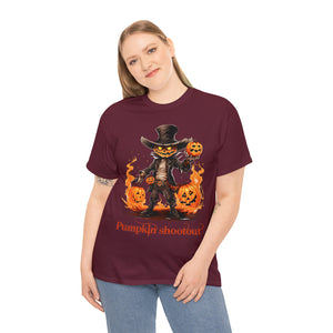 Halloween t shirt pumpkin western style shootout funny fall fun scary stocking stuffer for whole family  cotton tee