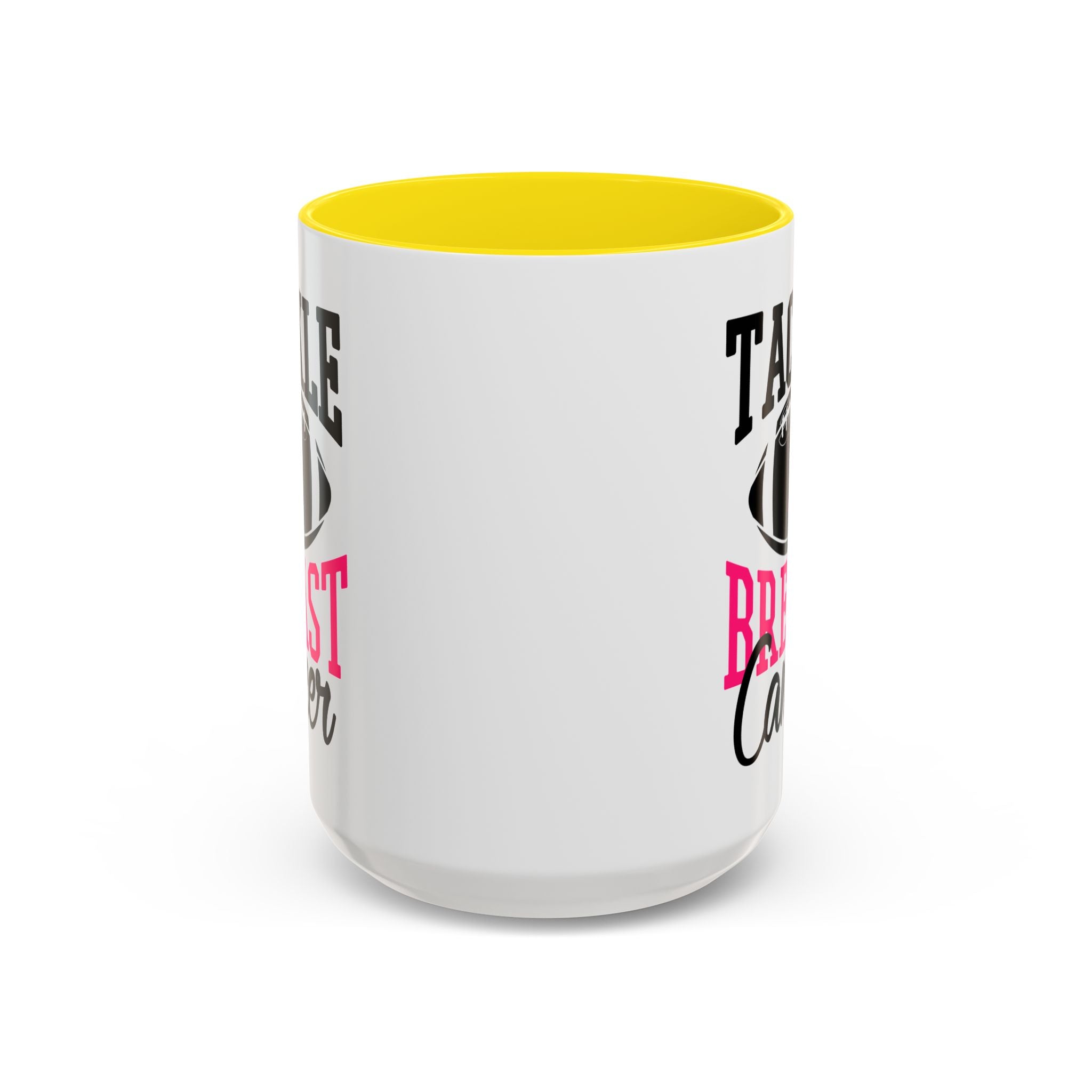 Tackle Breast Cancer Coffee Mug, Supportive Gift for Football Fans, Awareness Mug, Cheer Team Spirit, Fundraiser Drinkware