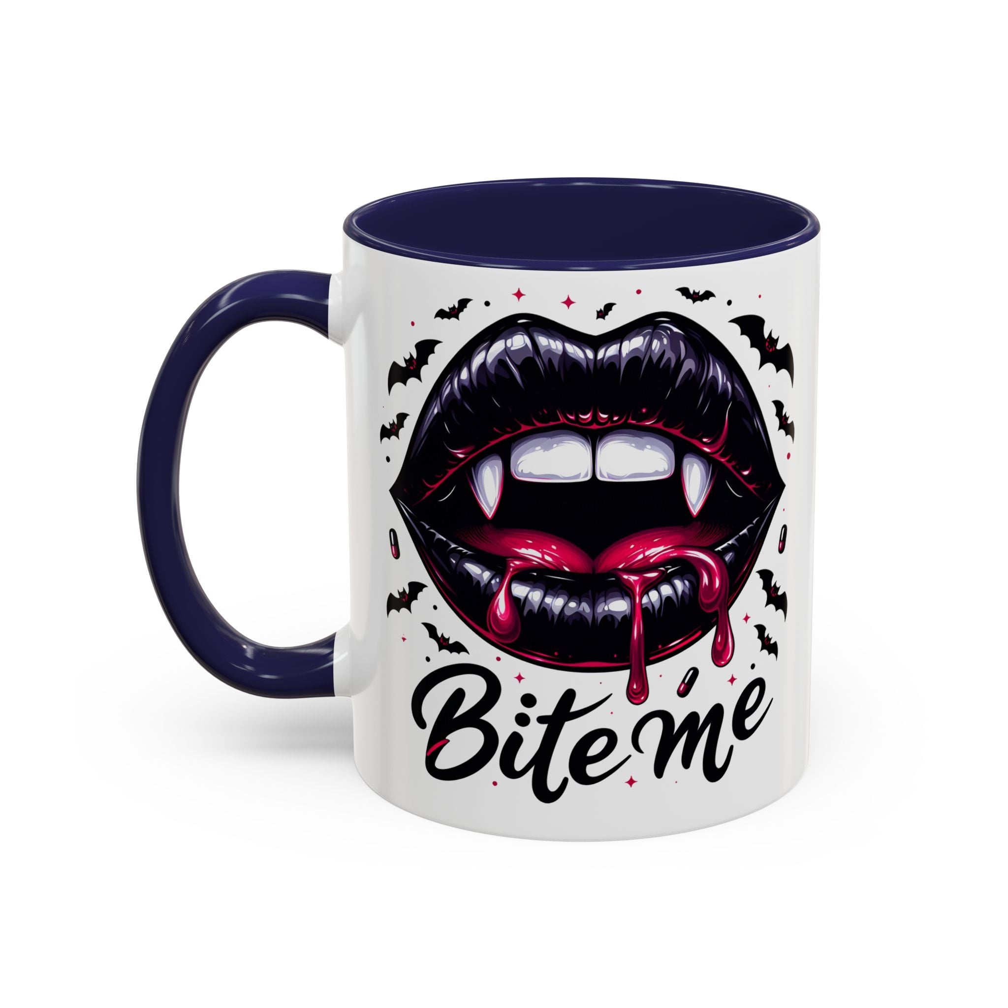 Vampire Themed Coffee Mug - "Bite Me"  halloween bats horror art cup