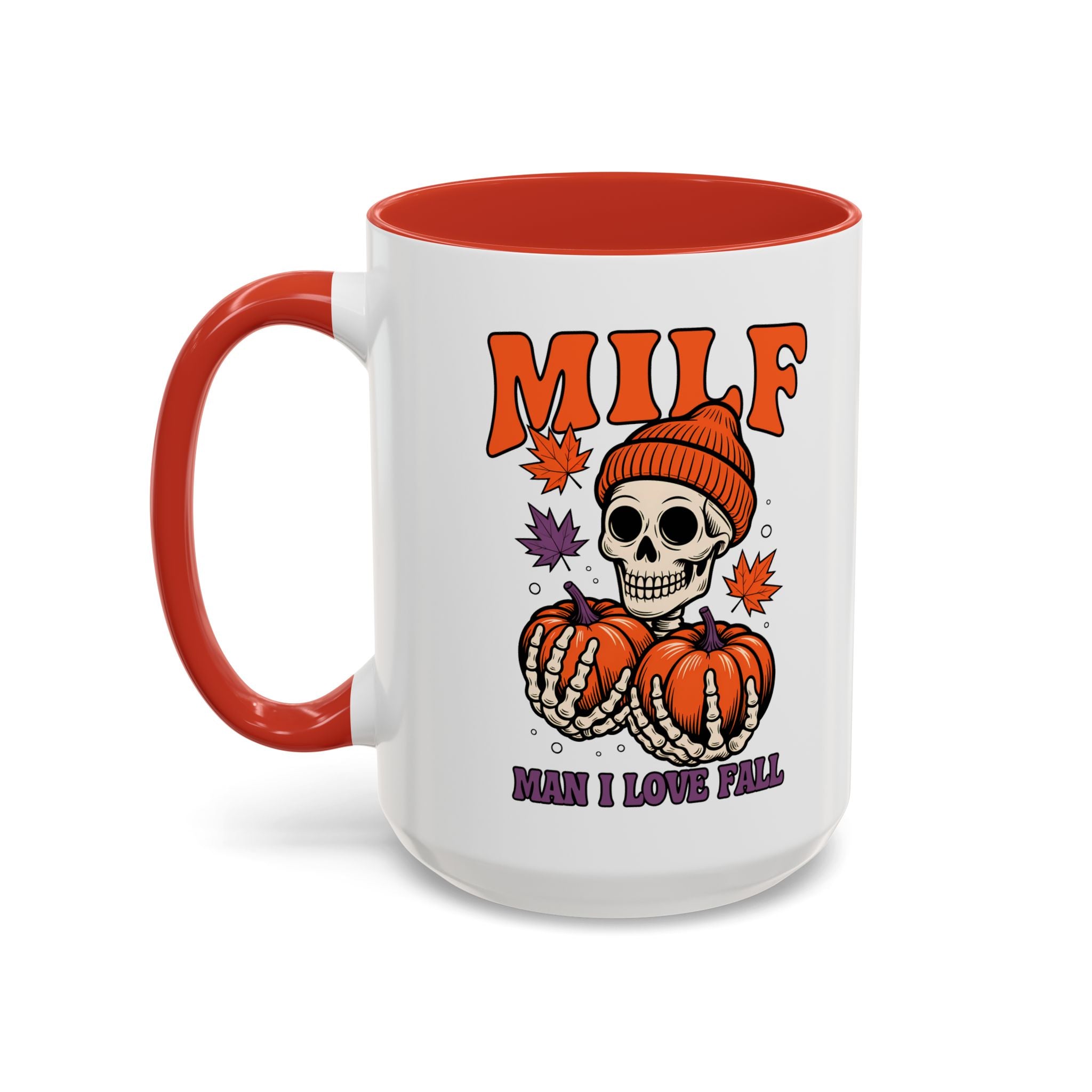 Halloween Pumpkin Skull Coffee Mug – "MILF: Man I Love Fall" funny adult humor sexy time joke