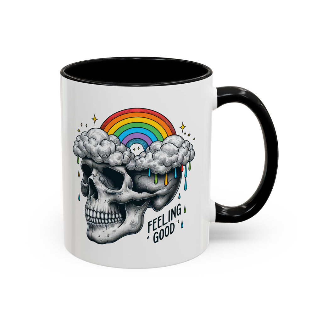 Skull Rainbow Coffee Mug, Unique Gift for Coffee Lovers, Halloween Decor, Daily Motivation Mug, Fun Skull Design