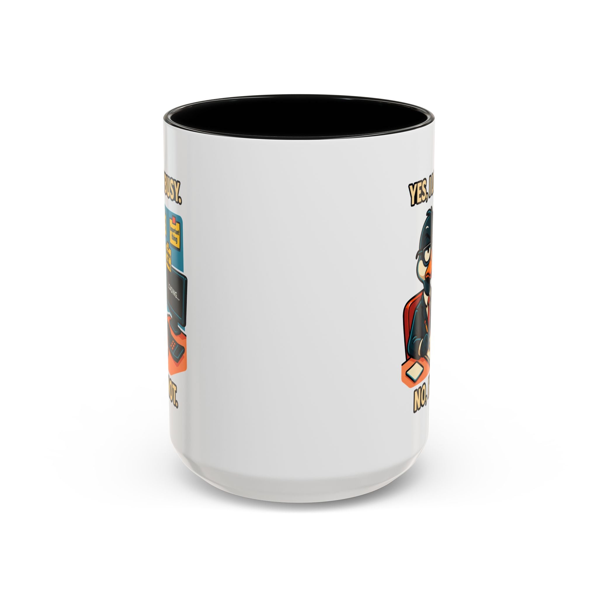 Busy Duck Coffee Mug, Humorous Office Mug, Cute Animal Mug Gift, Quirky Work Mug, Funny Gift for Coworkers