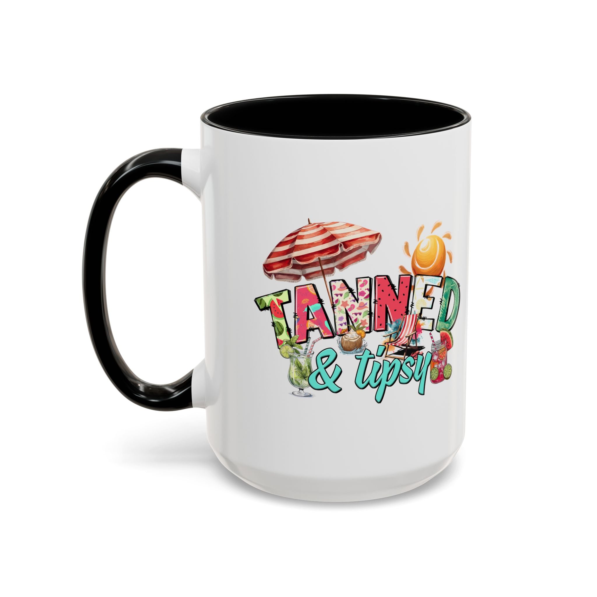 Tanned & Tipsy Accent Coffee Mug - Perfect for Summer Vibes & Beach Lovers party