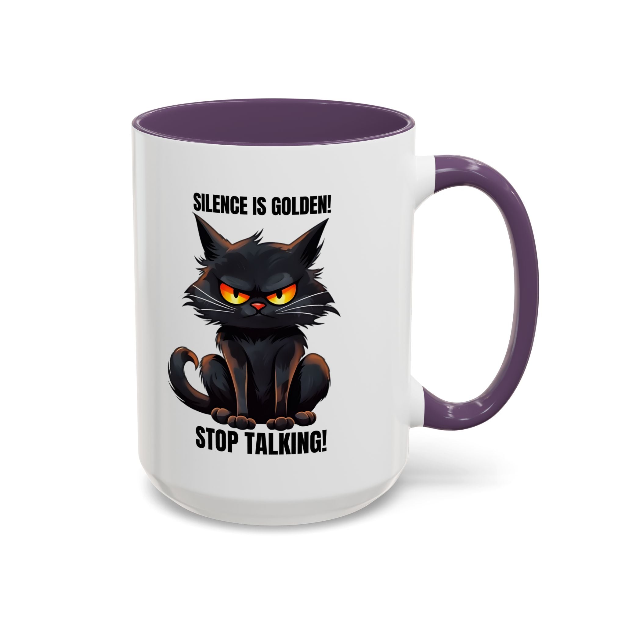 Funny Cat Mug | Silence Is Golden Coffee Cup | Gift for Cat Lovers | Humorous Kitchenware | Ceramic Teacup | Unique Animal Gifts
