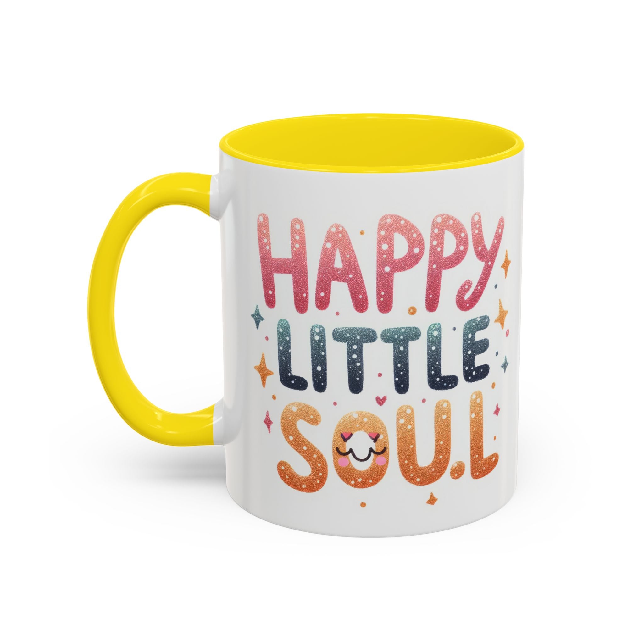 Happy Little Soul Accent Coffee Mug – Cute Positive Morning Quote (11/15 oz)