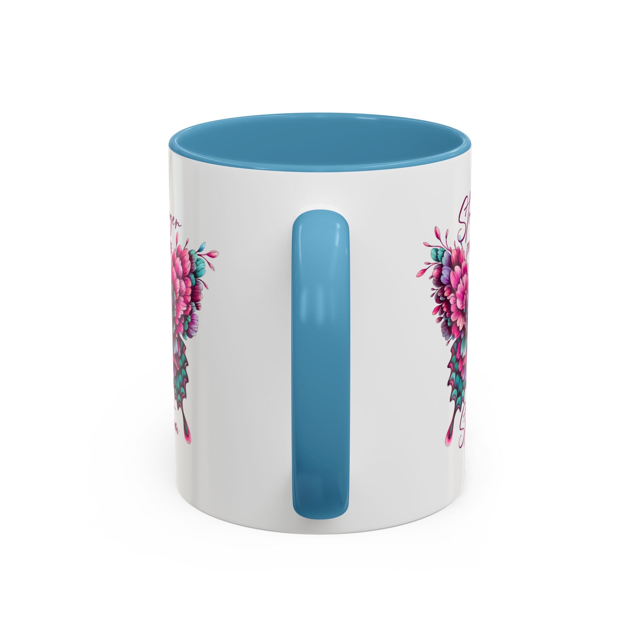 Stronger Than The Storm Accent Coffee Mug - Inspirational Butterfly Design
