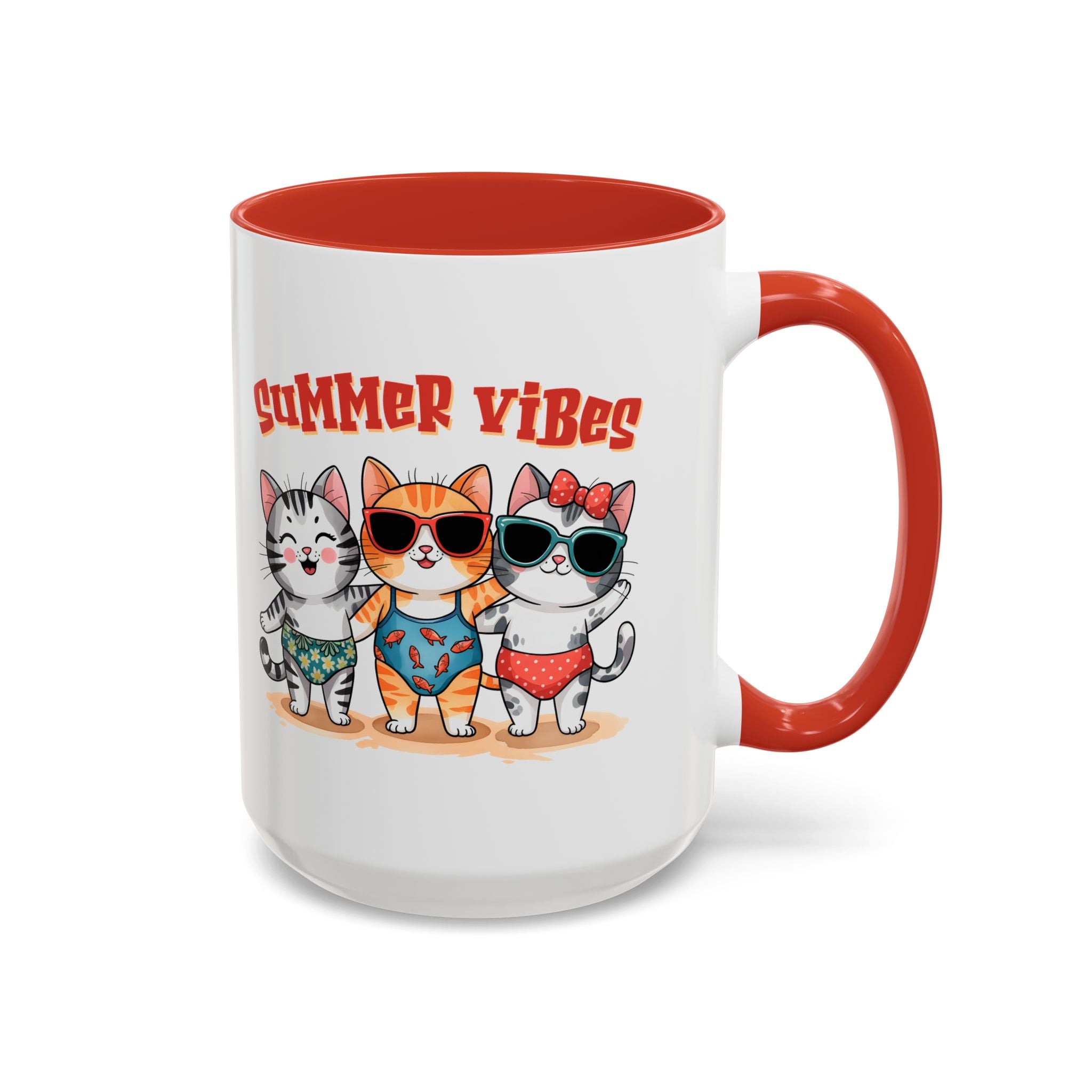 Summer Vibes Cat Coffee Mug - Fun Accent Mug for Cat Lovers
