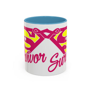 Survivor Mug 11oz & 15oz | Cancer Awareness, Motivational Gift, Empowerment, Superhero Theme, Unique Coffee Cup