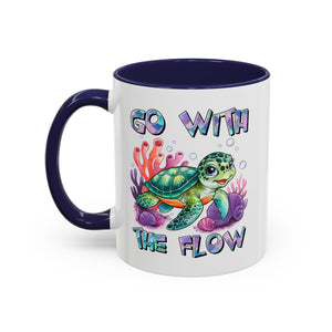 Ocean-Inspired Accent Coffee Mug - 'Go With The Flow' Design turtle