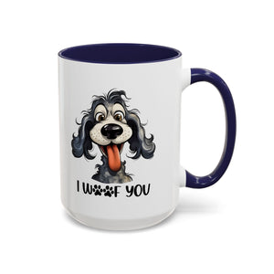 Dog Lover's Accent Coffee Mug - I Woof You, Pet Gift, Animal Lover Cup, Dog Mom Mug, Cute Dog Design, Fun Coffee Cup