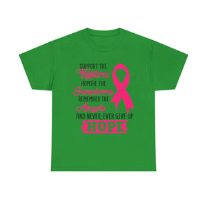 Hope Support Cotton Tee for Fighters and Survivors, Awareness T-Shirt, Breast Cancer Gift, Inspirational Apparel, Unisex Charity Shirt