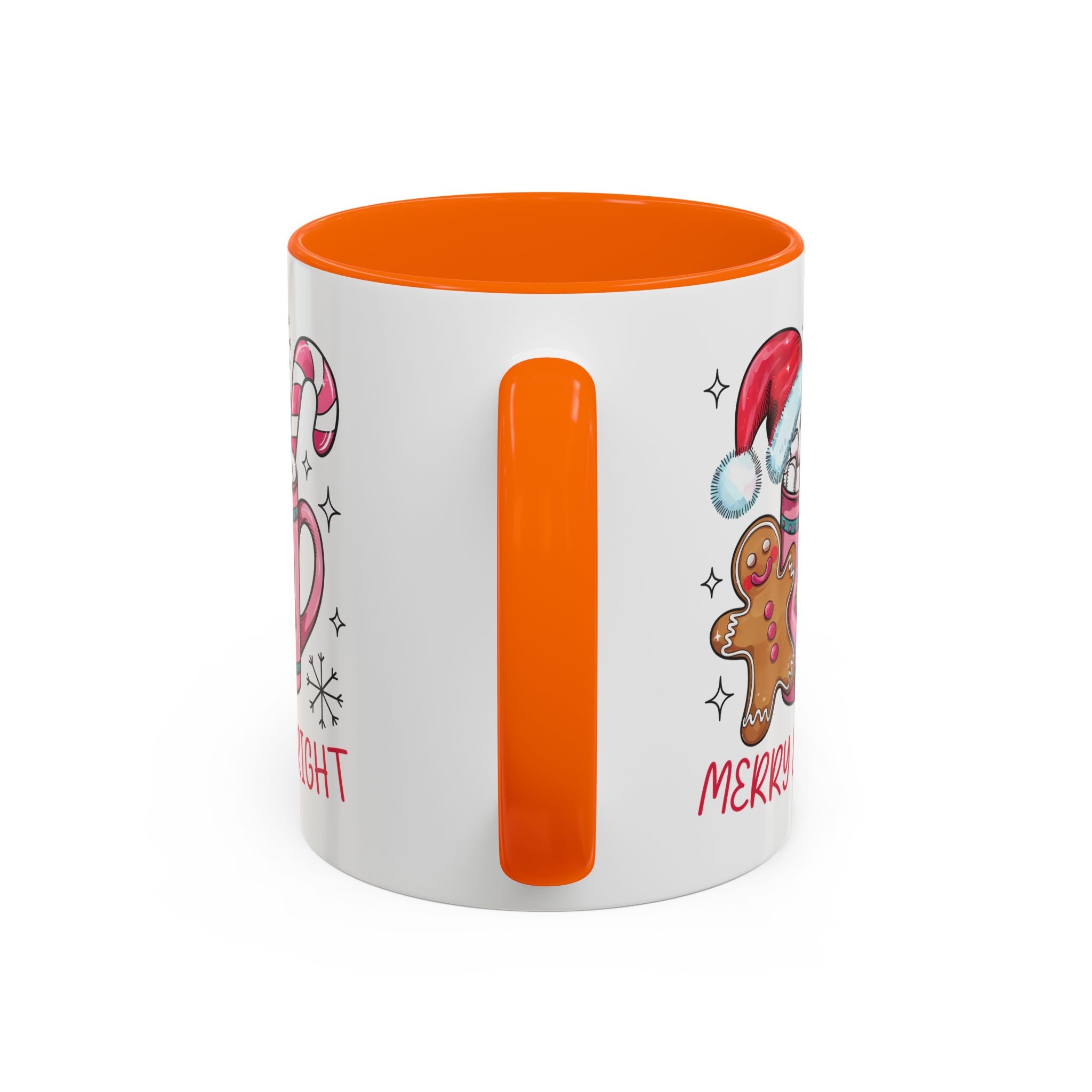 Festive Gingerbread Coffee Mug, Christmas Gift, Holiday Coffee Cup, Merry & Bright Mug, Winter Mug, Hot Chocolate Holder