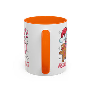 Festive Gingerbread Coffee Mug, Christmas Gift, Holiday Coffee Cup, Merry & Bright Mug, Winter Mug, Hot Chocolate Holder