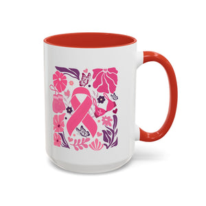 Pink Floral Awareness Coffee Mug, Breast Cancer Awareness Mug, Gift for Her, Supportive Drinkware, Motivational Mug