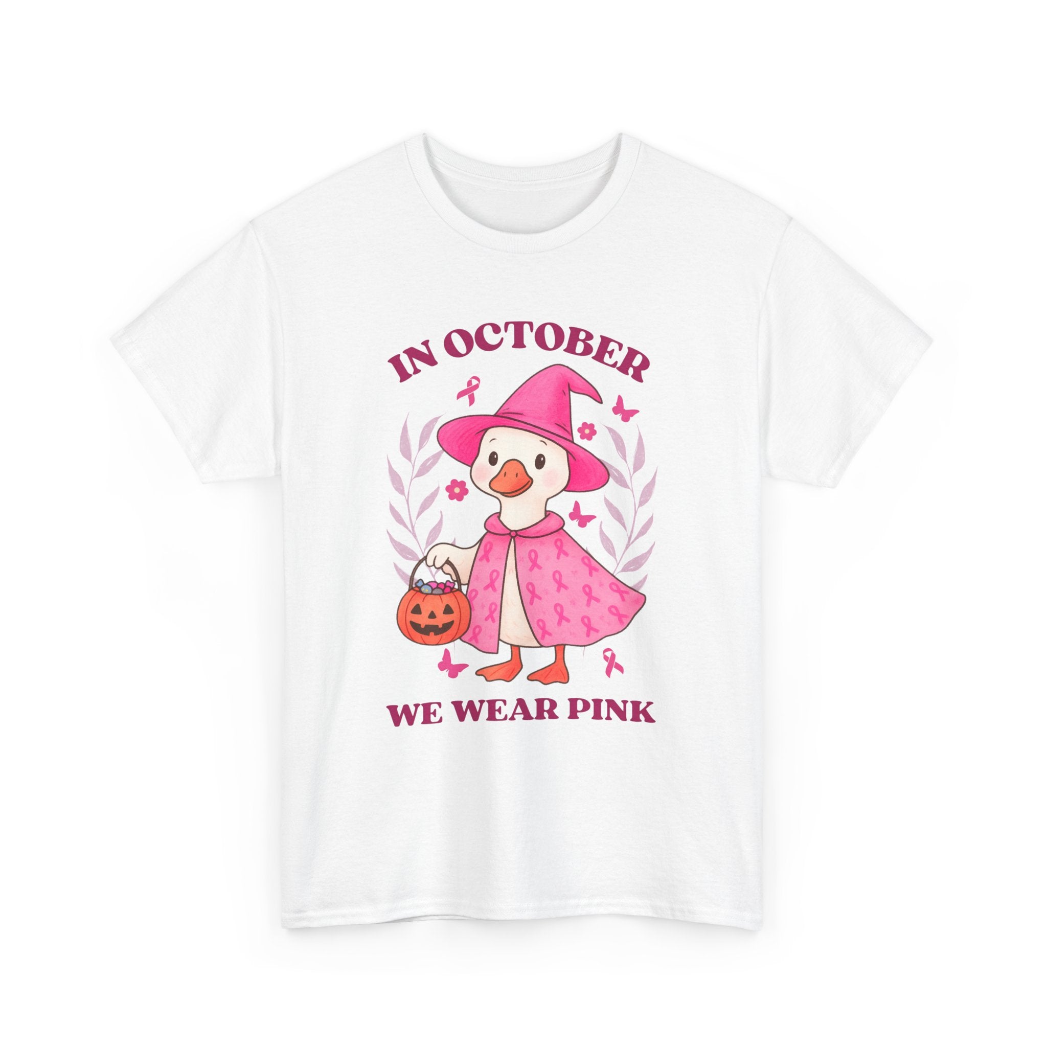 Breast Cancer Awareness Tee, Cute Pink Duck Shirt for October, Unisex Cotton T-Shirt, Awareness Month Apparel, Funny Halloween Outfit