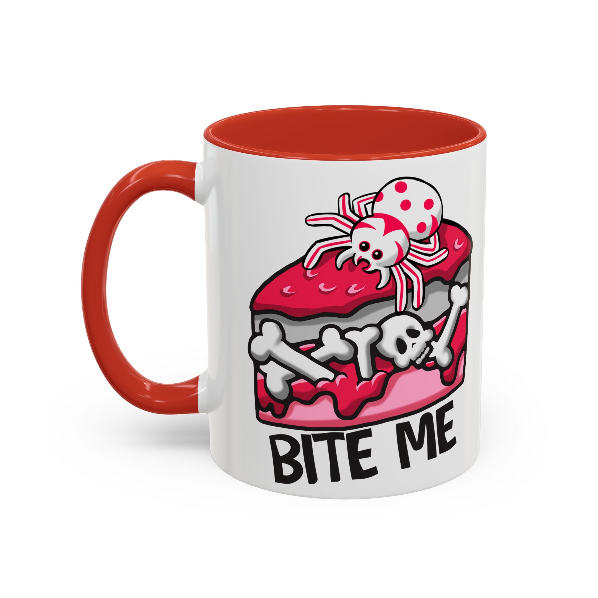 Bite Me Coffee Mug — Cute Creepy Spider Cake Accent Mug anti valentine