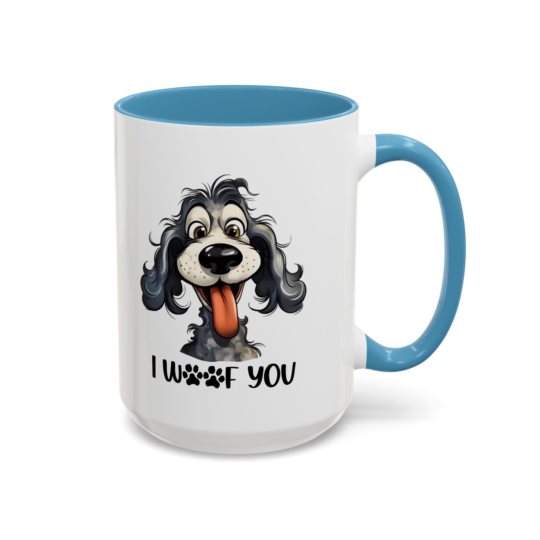 Dog Lover's Accent Coffee Mug - I Woof You, Pet Gift, Animal Lover Cup, Dog Mom Mug, Cute Dog Design, Fun Coffee Cup