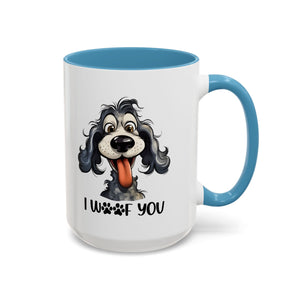 Dog Lover's Accent Coffee Mug - I Woof You, Pet Gift, Animal Lover Cup, Dog Mom Mug, Cute Dog Design, Fun Coffee Cup