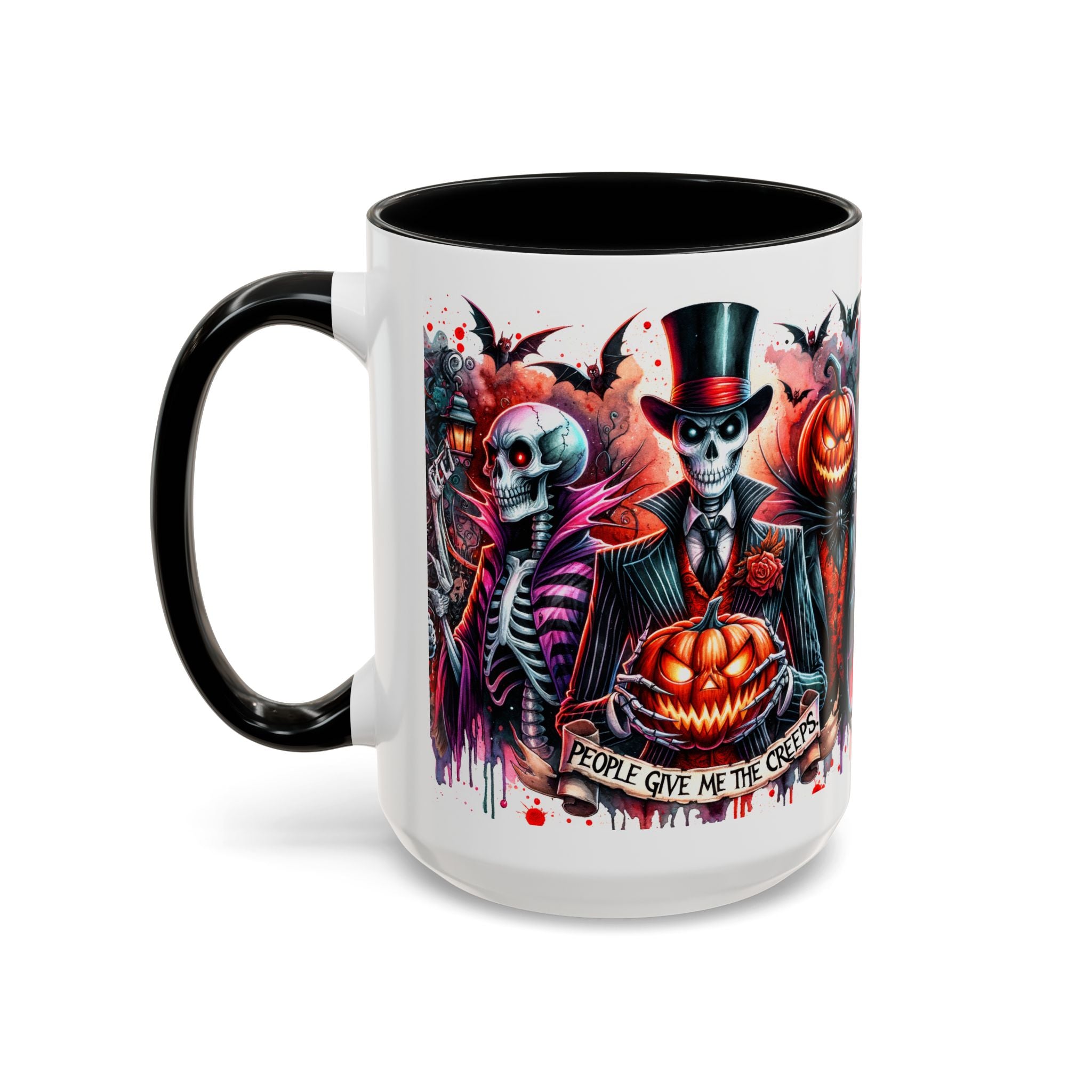 Halloween-themed Accent Coffee Mug, Spooky Skull Mug, Pumpkin Art Cup, Unique Gift for Halloween Lovers, October Decor