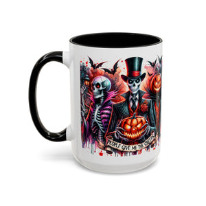 Halloween-themed Accent Coffee Mug, Spooky Skull Mug, Pumpkin Art Cup, Unique Gift for Halloween Lovers, October Decor