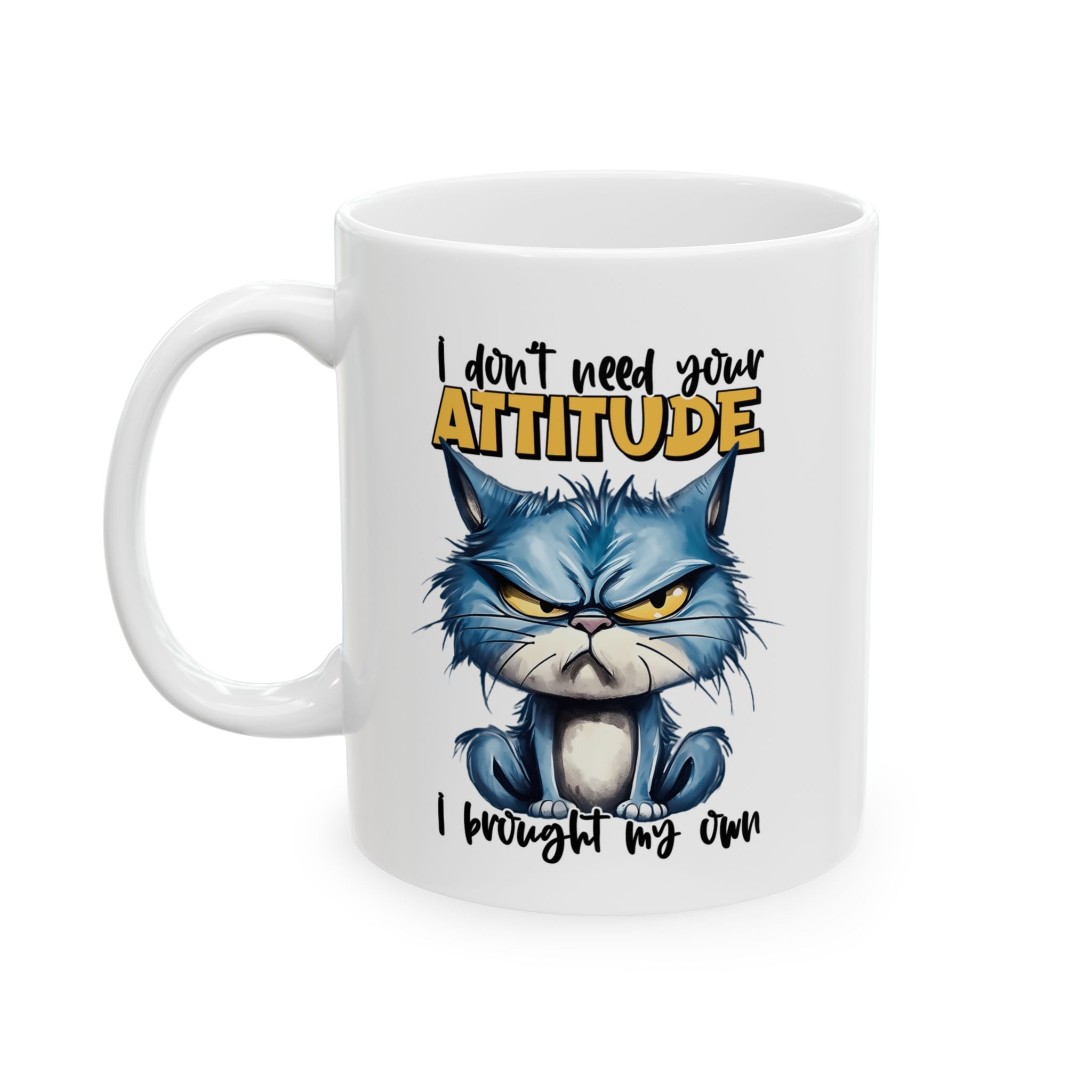 funny cat attitude coffee Mug: "Love Your Attitude"  Coffee Cup, Cat Lover Gift, Pet Owner Mug, Unique  Drinkware, Gift for Pet Lovers