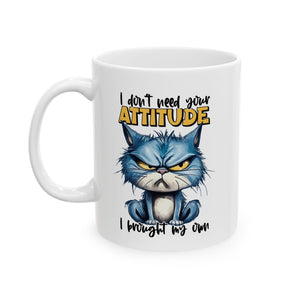 funny cat attitude coffee Mug: "Love Your Attitude"  Coffee Cup, Cat Lover Gift, Pet Owner Mug, Unique  Drinkware, Gift for Pet Lovers