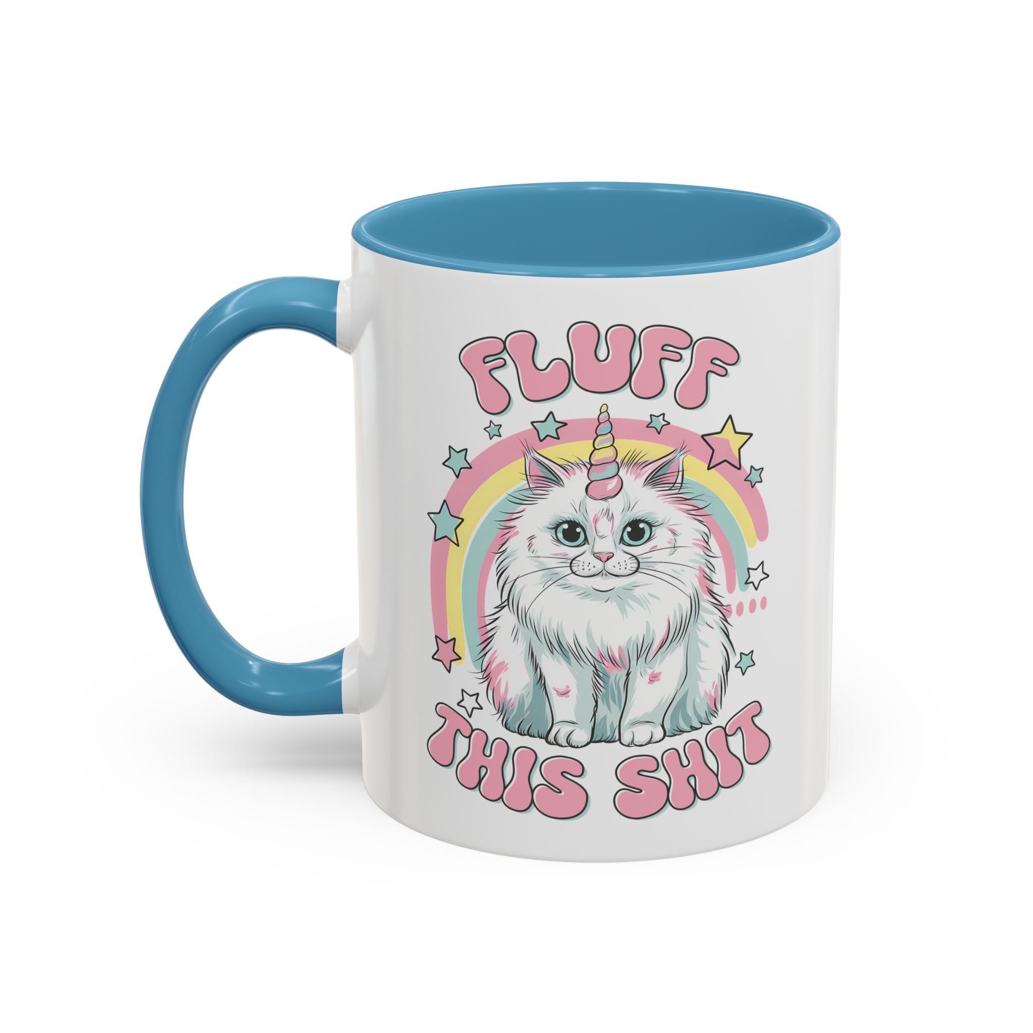Whimsical Cat Coffee Mug - "Fluff This Shit" funny adult humor sarcasm