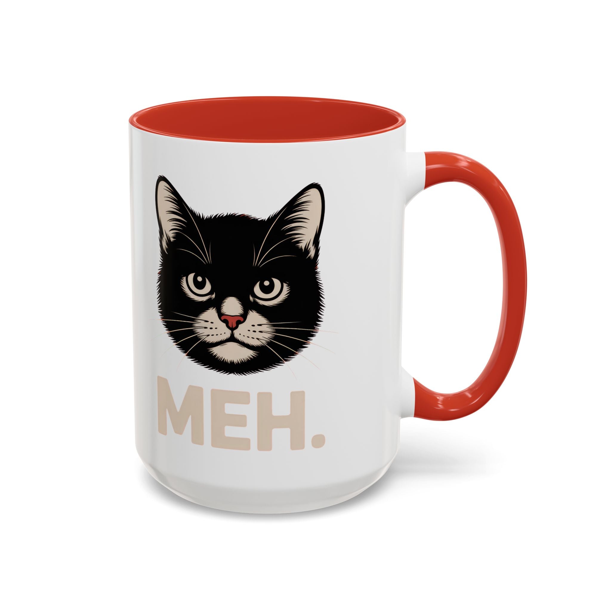 Tuxedo Cat 'MEH.' Accent Coffee Mug — Funny Cat Lover Ceramic Mug