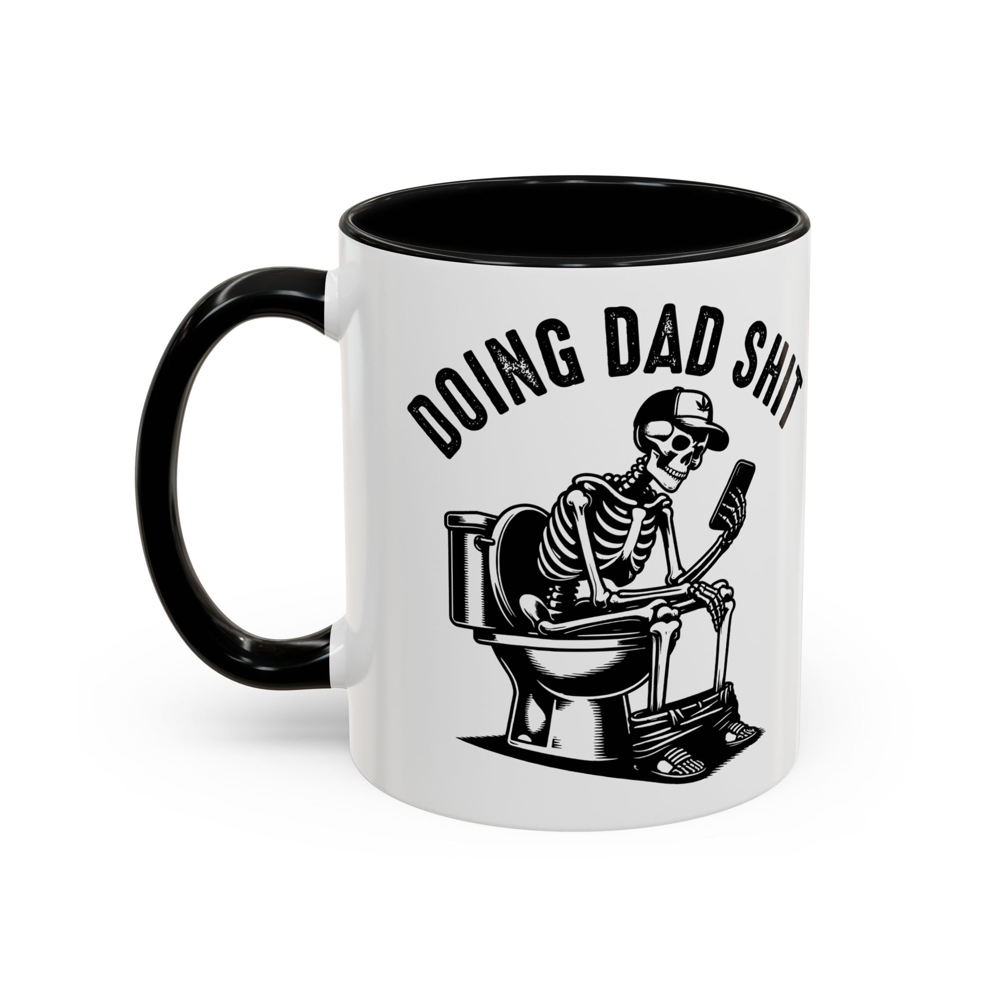 Doing Dad Shit Coffee Mug — Funny Skeleton Dad Toilet Humor Accent Mug