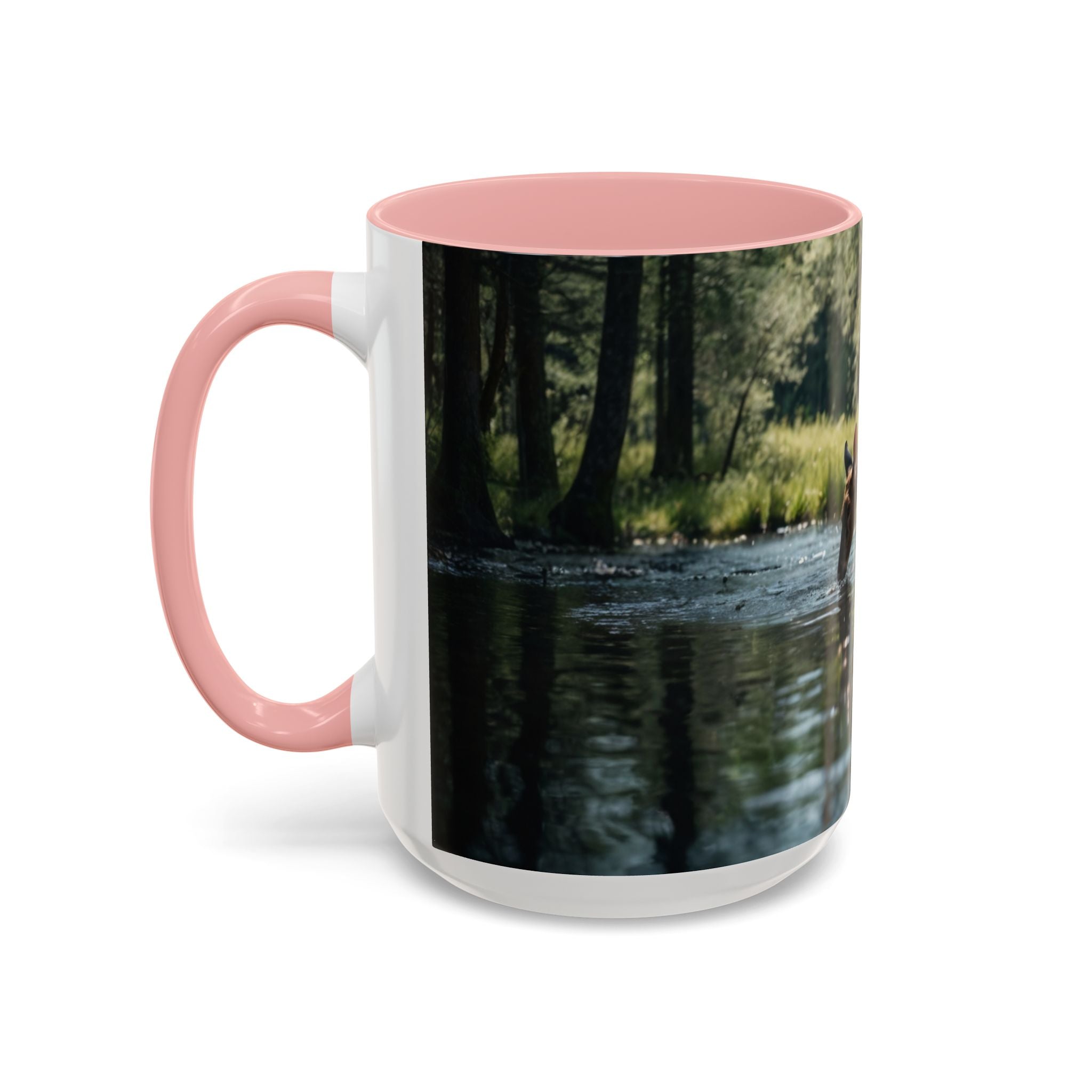 Deer at Stream Accent Coffee Mug — Scenic Wildlife Photo Mug (11/15oz) nature lovers
