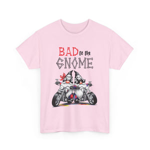 Bad to the Gnome Unisex Heavy Cotton Tee - Fun and Whimsical Biker Shirt