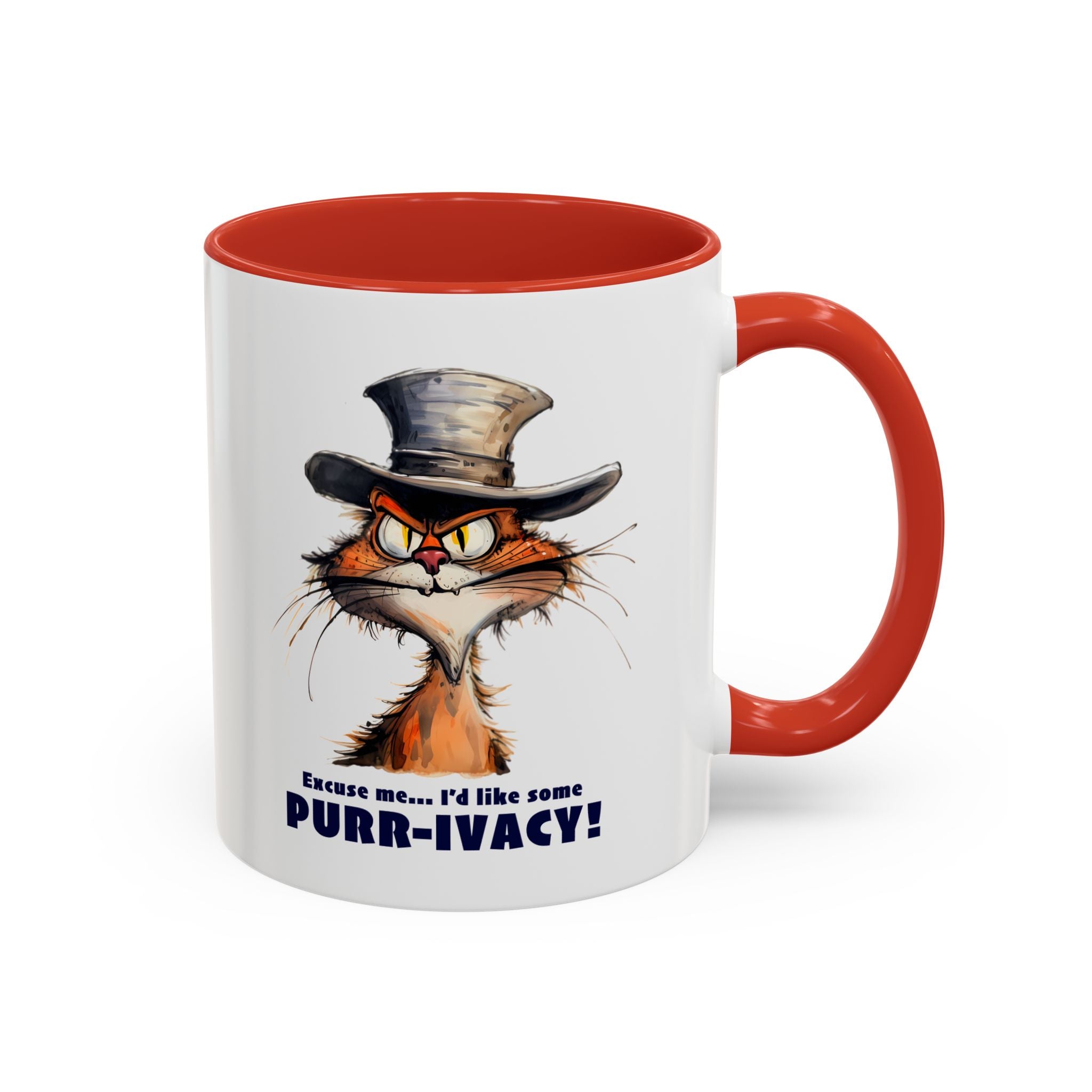 Funny Cat Coffee Mug - Purr-ivacy & Puppy Humor, Gifts for Cat Lovers, Home Office Accessories, Birthday, Pet Owner Mug