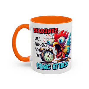 Funny Panic Attack Coffee Mug, Quirky Rooster Mug for Stress Relief, Gift for Teachers, Office Humor, Coworker Gift, Fun Coffee Cup