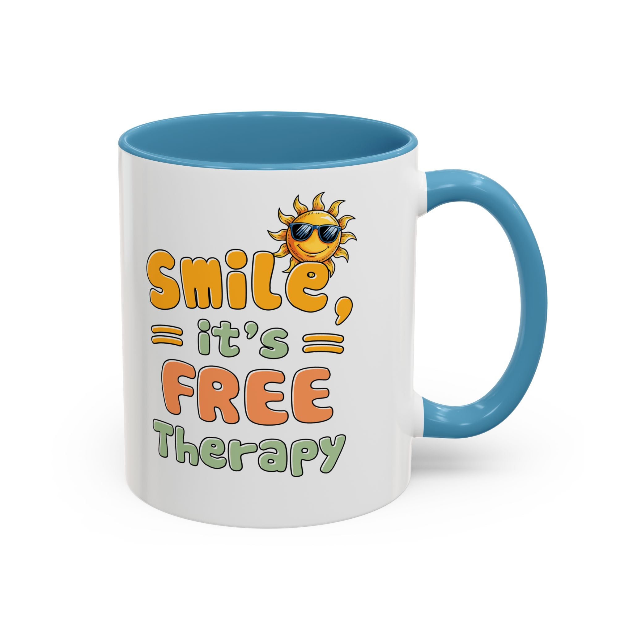Smile It's Free Therapy Coffee Mug - Fun & Cheerful Accent Mugs for Brightening Your Day