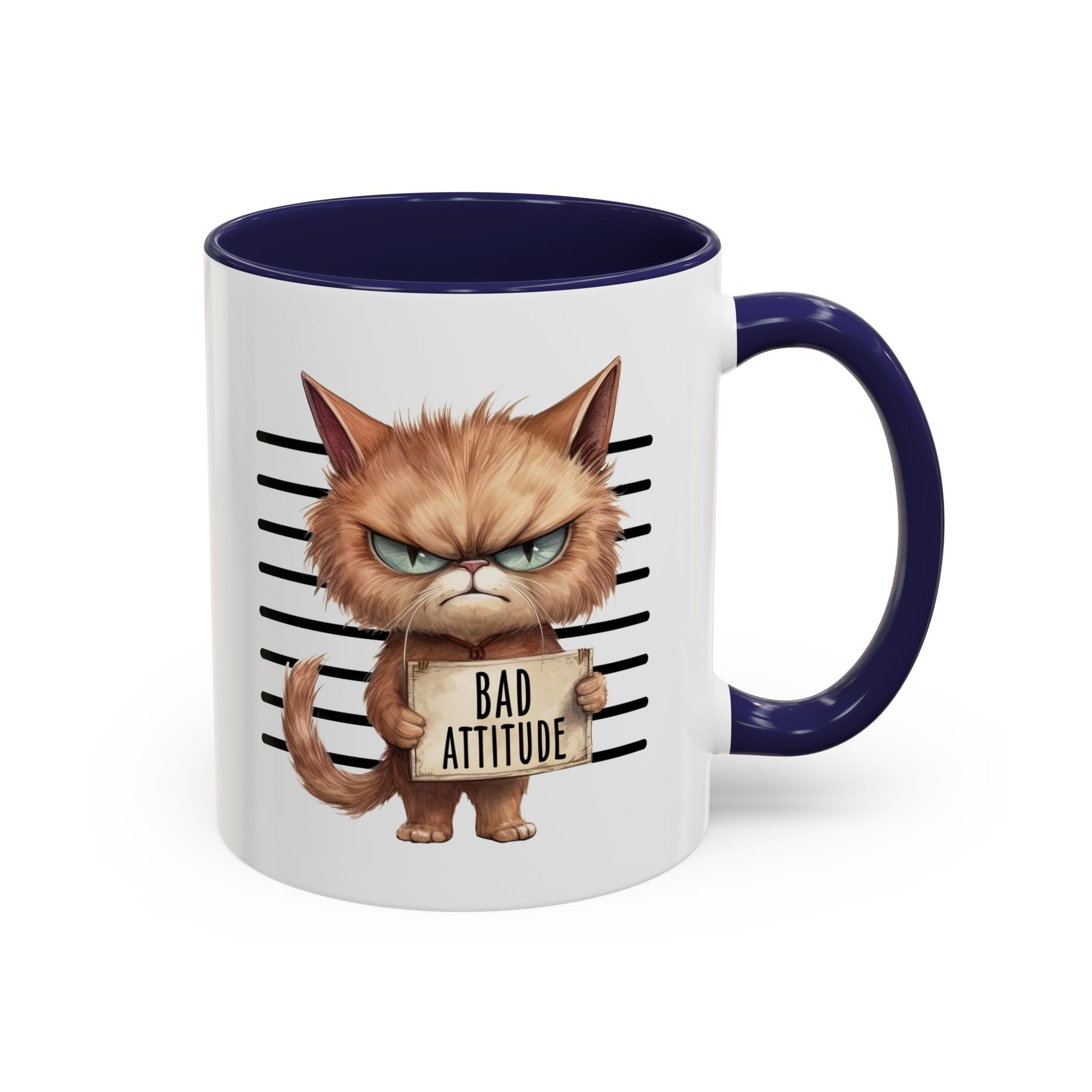 Funny cat bad attitude Accent Coffee Mug, 11oz animal lover gift