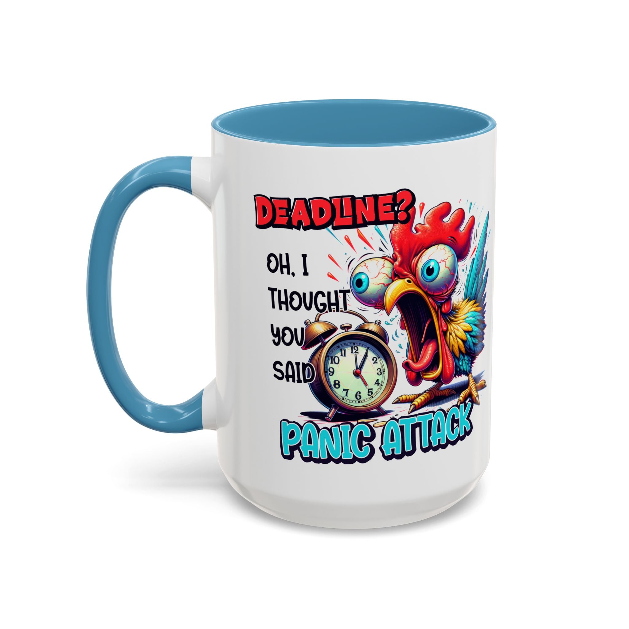 Funny Panic Attack Coffee Mug, Quirky Rooster Mug for Stress Relief, Gift for Teachers, Office Humor, Coworker Gift, Fun Coffee Cup