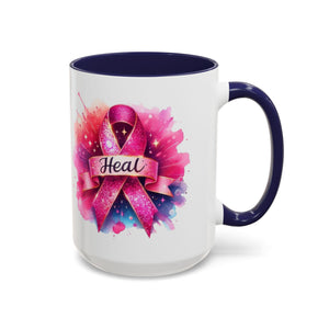 cancer awareness Inspirational Coffee Mug, Healing Ribbon Mug, Gift for Cancer Survivors, Motivational Drinkware, Support