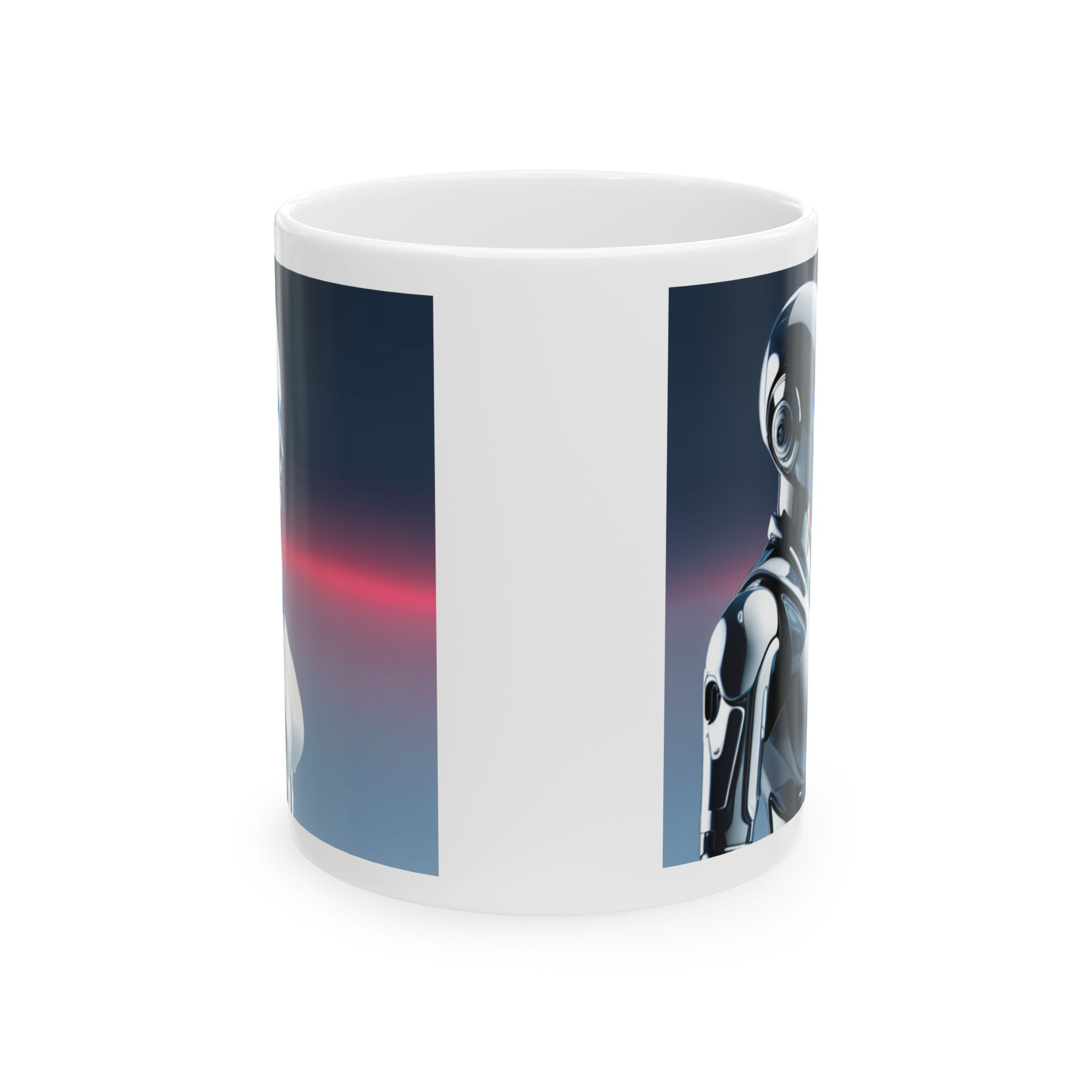 Futuristic Robot Ceramic Mug, Sci-Fi Coffee Cup, Unique Gift for Tech Enthusiasts, Robot Lover Mug, Cyberpunk Drinkware