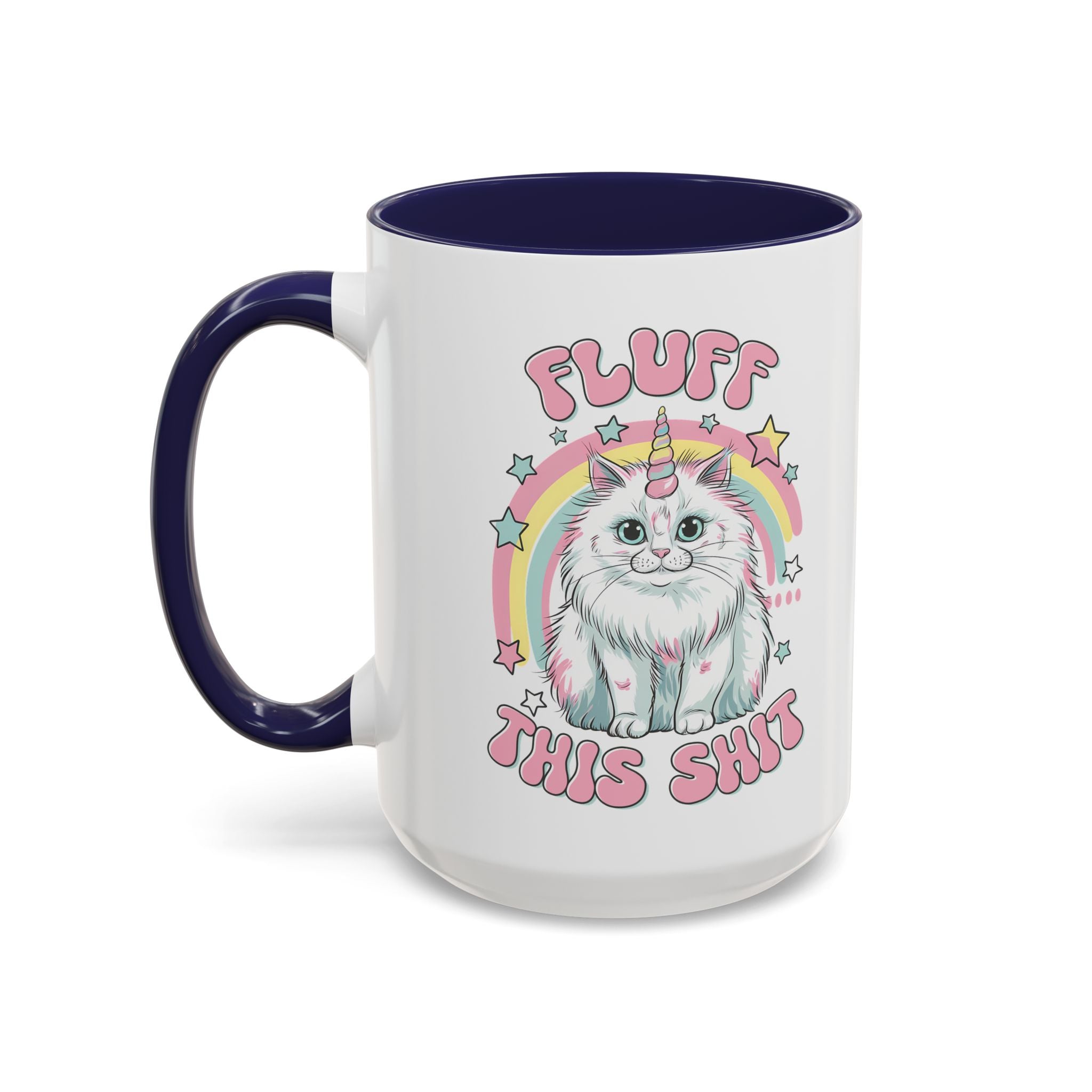 Whimsical Cat Coffee Mug - "Fluff This Shit" funny adult humor sarcasm